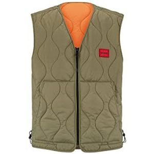 HUGO Bethano2321 Waterafstotend vest voor heren, met rood logo-label, Open Green345, L