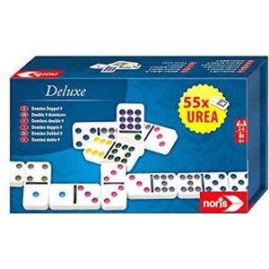 Noris Deluxe Dubbel 9 Domino - Hoogwaardige UREA-stenen - Geschikt voor 2-6 spelers vanaf 6 jaar