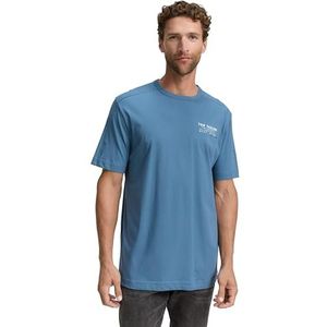 TOM TAILOR - Shirt - Blauw/Wit - Ronde Hals - Kwartmouw