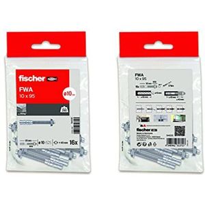 fischer Metalen deuvels, uitbreiding voor beton, spreidpluggen, tas, 16 stuks FWA 10 x 95