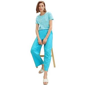 TOM TAILOR Dames Culotte broek van linnen, 26007 - Teal Radiance, 44W / 28L