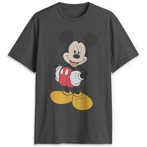 Disney Men's Classic Mickey Mouse Full Size Graphic Short Sleeve T-Shirt, Charcoal