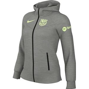 Nike Fc Barcelona Top FCB W NSW Tch FLC Wr Fz HDY, Dk Grey Heather/Barely Volt, FN8443-065, L