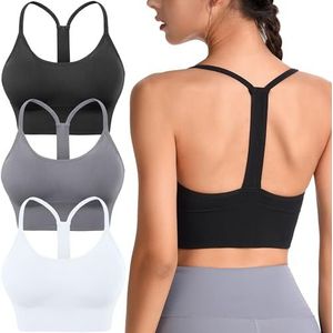 Evercute Sportbeha voor dames, ondoorzichtig, Zwart Wit Grijs 3 Pack, M