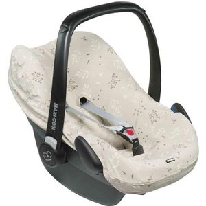 Dooky - Stoelhoes voor kinderzitje Romantic Bladeren - Hoes voor babyzitje & Autostoelen - Universele maat voor 3&5-punts gordelsysteem autostoel, leeftijdsgroepen (0+) - Beige