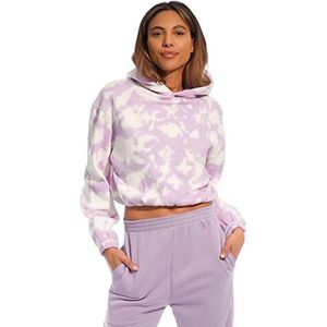 Lights & Shade LSLSWT030 Tie-Dye Cropped Hooded Top, Pastel Paars, X-Small