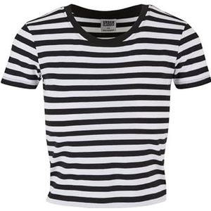 Urban Classics Dames T-Shirt Ladies Short Striped Tee White/Black 4XL, wit/zwart, 4XL