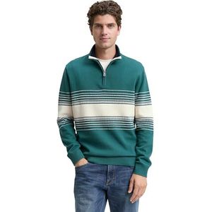 TOM TAILOR heren trui, 38682 - Groen Wit Navy Color Block, XXL