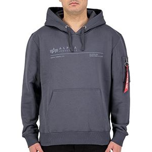 ALPHA INDUSTRIES - Ai Reflective - Hooded Sweater - Grijszwart - 80% Katoen, 20% Polyester
