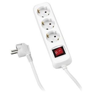 Meervoudig stopcontact met 4 stopcontacten, 3 meter lange kabel, overbelastingsbeveiliging, ideaal voor het aansluiten van verschillende elektrische apparaten.