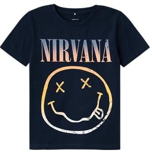NAME IT Jongens Nkmattimus Nirvana Ss Top Box Bfu T-shirt, blauw, 134/140 cm