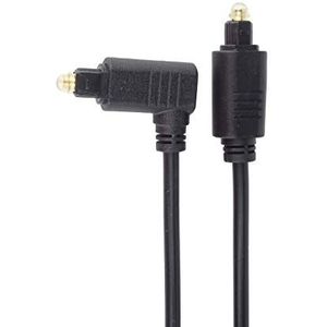PremiumCord Toslink optische audiokabel schuin - 2 m, Toslink stekker naar stekker 90°, digitale kabel voor stereo-installatie HiFi Sounbar TV, HQ audio, verguld, kleur zwart, kjtos3-2