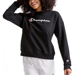 Champion Powerblend Relaxed Crew, damessweatshirt met zeefdruk, black-y08113, maat L