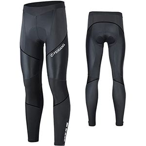 MEETWEE Fietsbroek voor heren, lange fietsbroek, compressiebroek, leggings, wielersportbroek voor mannen, elastisch, ademend, 3D-spons zitkussen