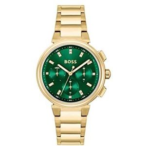 BOSS Analoge Multifunctionele Quartz Horloge voor vrouwen met Goudkleurige RVS armband - 1502679, Groen, armband