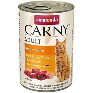Animonda Carny Adult Kattenvoer, Nat Voer Voor Volwassen Katten, Rund + Kip, 6 X 400 G