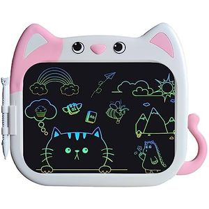 JOEAIS LCD-Tekentablet Voor Kinderen 10 Inch, Cartoon Katontwerp Kinderspeelgoed Tekenblok Doodle Bord, Educatieve Schrijftablet, Reisspeelgoed Voor Peuters, Ideegeschenken Voor Jongens En Meisjes (Roze)