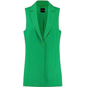 Taifun Damesvest met revers, mouwloos vest, voor binnen, lang vest, effen kleuren, Cosmic Green, 36