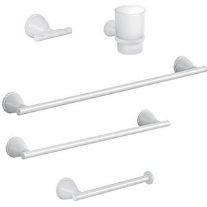 GEDY AVA 5-delige set tandenborstels, 35 cm, doeken 60 cm, toiletpapierhouder, kledinghaken voor badkamer, materiaal roestvrij staal, design R&S, 2 jaar garantie, uniek