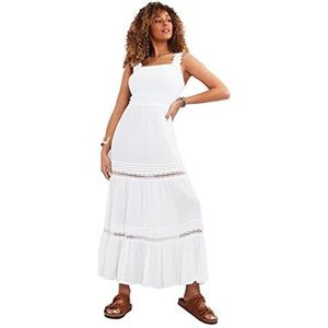 Joe Browns Vrouwen kanten inzetstuk Shirred taille crinkle midaxi jurk, 6, wit, Wit, 32
