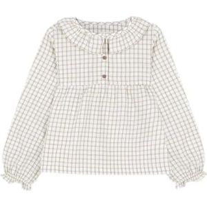 Gocco Camelgeruite blouse met volant in cuell overhemd voor meisjes