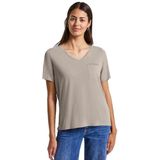 STREET ONE - T-shirt - Morning Beige - Met Sierdetails en V-hals