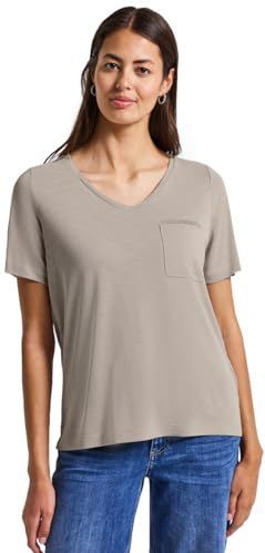 STREET ONE - T-shirt - Morning Beige - Met Sierdetails en V-hals