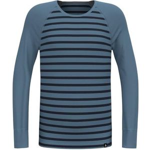 Odlo Active Warm Kids Stripes_159409, T-shirt Kinderen en Tieners, Provincial Blue - Dark Saffier, 164