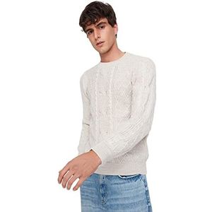 Trendyol Man jonge Regular Basic Ronde hals Knitwear Trui, Steen, S