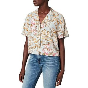 Urban Classics Dameshemd Ladies Viscose Resort Shirt, florale damesblouse, Hawaïhemd verkrijgbaar in 4 kleuren, maten XS - 5XL, lichtblauw Hibiscus, 4XL