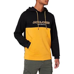 JACK & JONES Jjeurban Blocking Sweat Hood Noos capuchontrui voor heren, goud-oranje/detail: goud-witte print/regular fit, S