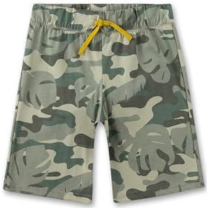 Sanetta Teens pyjamabroek voor jongens, shorts, camouflage, 100% biologisch katoen, desert sage, 128 cm