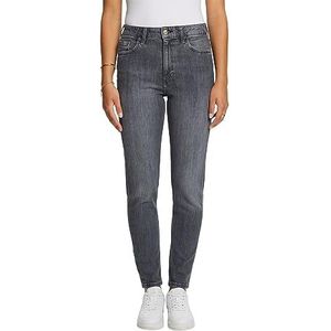 ESPRIT Klassieke retro jeans met hoge tailleband, Grijs medium washed, 27W x 28L
