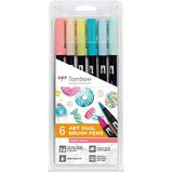 Tombow ABT-6P-4 ABT Dual Brush Pen met twee punten Candy Colours 6st