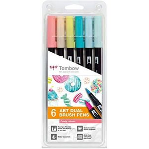 Tombow ABT-6P-4 ABT Dual Brush Pen met twee punten Candy Colours 6st