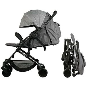 Bambisol YUKO² compacte buggy, vanaf de geboorte, met één hand opvouwbaar, leuning, gerecycled polyesterweefsel, grijs gemêleerd, eco