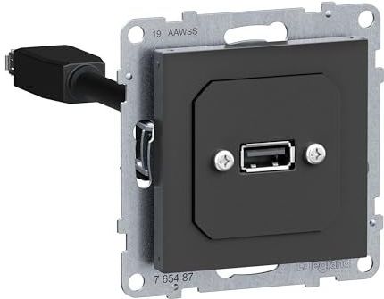 LEGRAND - Seano 765487 - USB 3.0 Datacontactdoos - Antraciet - Met Kabel 15 cm