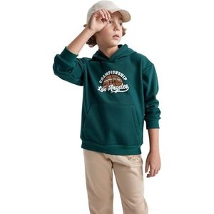 DeFacto Sweatshirt met capuchon voor jongens, groen, 6-7 Jaar