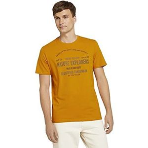 TOM TAILOR Uomini T-shirt met print van biologisch katoen 1027413, 10680 - Flame Brown, L