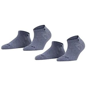 Burlington Dames Korte Sokken Everyday Sneaker 2-Pack W SN Katoen Kort Eenkleurig Multipack 2 Paar, Blauw (Light Jeans 6662), 36-41