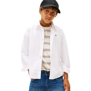 Tommy Hilfiger Boy's Flag Oxford Shirt LS KB0KB10192 L/S Shirt, wit (wit), 3 jaar, Wit (wit), 3 jaar