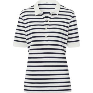 BRAX Style Cleo Structured Striped Poloshirt voor dames, blauw, 44