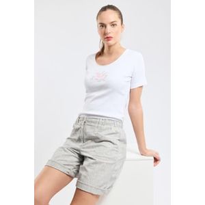 Armor Lux Lichtgewicht katoenen T-shirt met korte mouwen en ronde hals voor dames, Wit Seri.calyptus, L