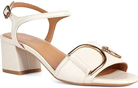 Geox - D New Eraklia 50 - Damessandalen - Gebroken Wit - Lakleer