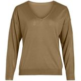 VILA - VINOVY - Trui - Karamel - V-hals - Lange Mouw