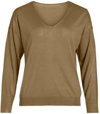 VILA - VINOVY - Trui - Karamel - V-hals - Lange Mouw