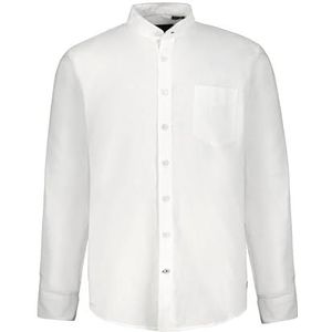 JP 1880 Heren grote maten Menswear L-8XL linnen mix, lange mouwen, opstaande kraag, modern fit 790394, sneeuwwit, XL