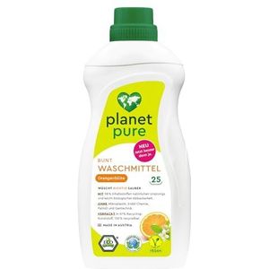 Planet Pure Kleurrijk wasmiddel oranjebloesem - natuurlijk wassen - milieuvriendelijk - tot 25 wasbeurten - 98% van de ingrediënten zijn van natuurlijke oorsprong - gemakkelijk biologisch afbreekbaar