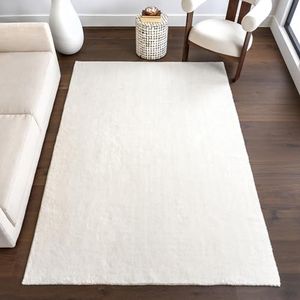 nuLOOM Loni Solid Machine Washable Shag Area Rug, 4' x 6', White
