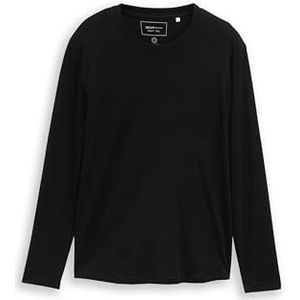 TOM TAILOR Denim T-shirt met lange mouwen voor heren, 29999 - Black, XL